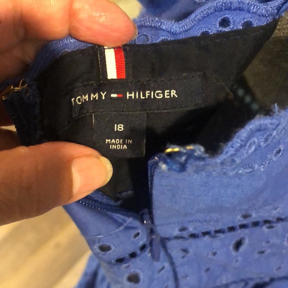 Tommy Hilfiger blue dress Size 18 in cotton with eyelet - Picture 9 of 12